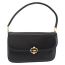 CELINE Shoulder Bag Leather Black Gold Auth BA6728-1
