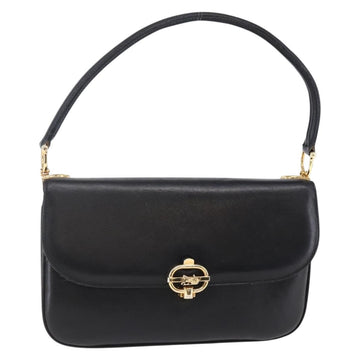 CELINE Shoulder Bag Leather Black Gold Auth BA6728
