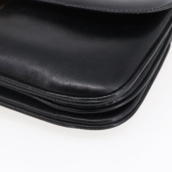 CELINE Shoulder Bag Leather Black Gold Auth BA6728