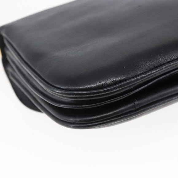 CELINE Shoulder Bag Leather Black Gold Auth BA6728