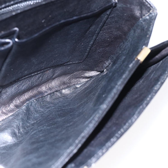 CELINE Shoulder Bag Leather Black Gold Auth BA6728