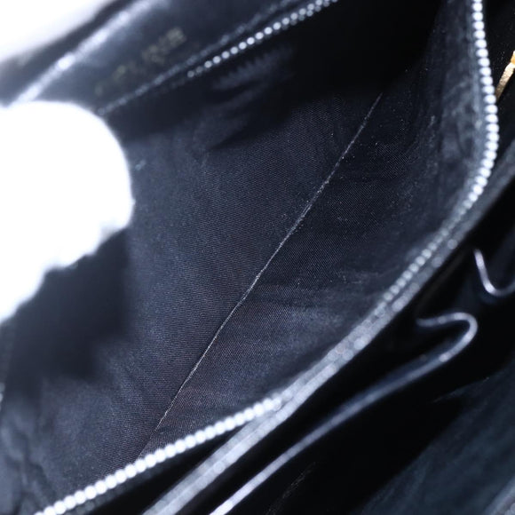 CELINE Shoulder Bag Leather Black Gold Auth BA6728