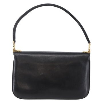 CELINE Shoulder Bag Leather Black Gold Auth BA6728 - 0