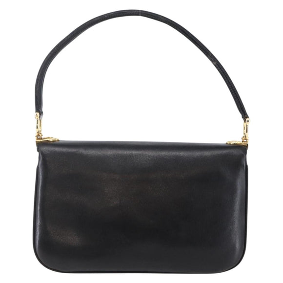 CELINE Shoulder Bag Leather Black Gold Auth BA6728