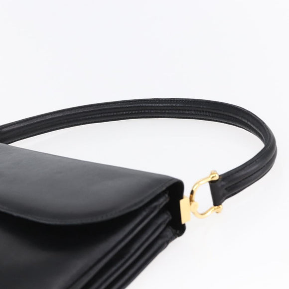 CELINE Shoulder Bag Leather Black Gold Auth BA6728