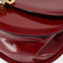 CELINE Hand Bag Enamel 2way Red Gold Auth BA6729-17