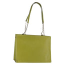 CELINE Shoulder Bag Leather Green Silver Auth BA6730-1