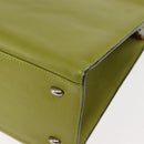 CELINE Shoulder Bag Leather Green Silver Auth BA6730-14