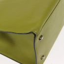 CELINE Shoulder Bag Leather Green Silver Auth BA6730-15