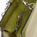 CELINE Shoulder Bag Leather Green Silver Auth BA6730-10