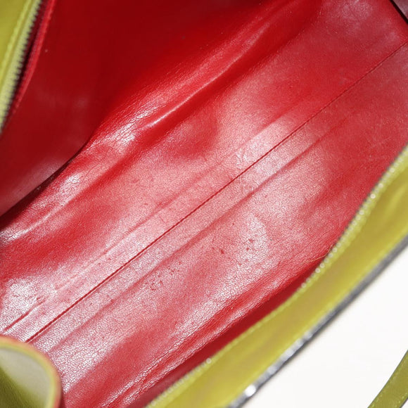 CELINE Shoulder Bag Leather Green Silver Auth BA6730