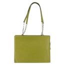 CELINE Shoulder Bag Leather Green Silver Auth BA6730-13