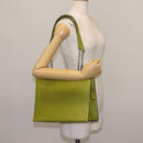 CELINE Shoulder Bag Leather Green Silver Auth BA6730-21
