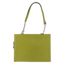 CELINE Shoulder Bag Leather Green Silver Auth BA6730-2