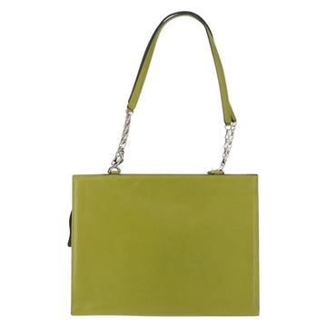 CELINE Shoulder Bag Leather Green Silver Auth BA6730 - 0