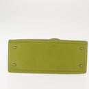 CELINE Shoulder Bag Leather Green Silver Auth BA6730-5