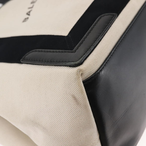 BALENCIAGA Navy Kabas S Hand Bag Canvas Black White 339933 Auth BA6735