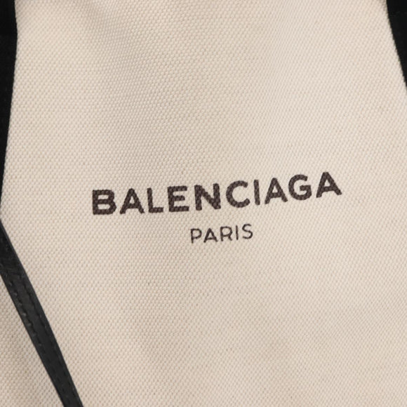 BALENCIAGA Navy Kabas S Hand Bag Canvas Black White 339933 Auth BA6735