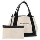 BALENCIAGA Navy Kabas S Hand Bag Canvas Black White 339933 Auth BA6735-1