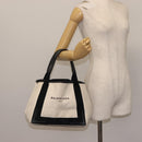 BALENCIAGA Navy Kabas S Hand Bag Canvas Black White 339933 Auth BA6735-24