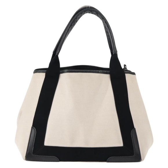 BALENCIAGA Navy Kabas S Hand Bag Canvas Black White 339933 Auth BA6735