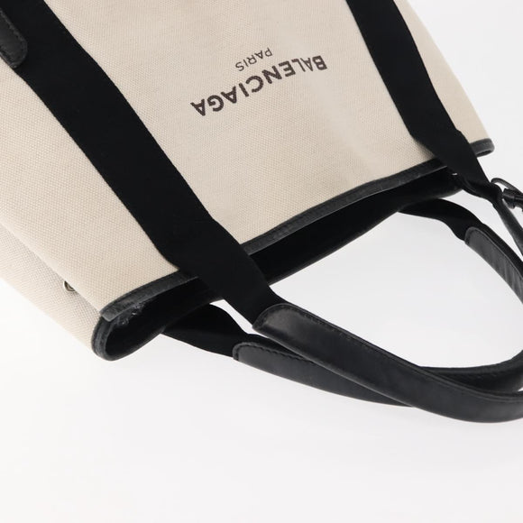 BALENCIAGA Navy Kabas S Hand Bag Canvas Black White 339933 Auth BA6735