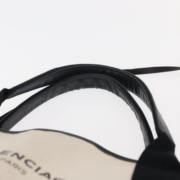 BALENCIAGA Navy Kabas S Hand Bag Canvas Black White 339933 Auth BA6735