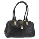GUCCI Shoulder Bag Leather Black Gold 145770 Auth BA6738-1