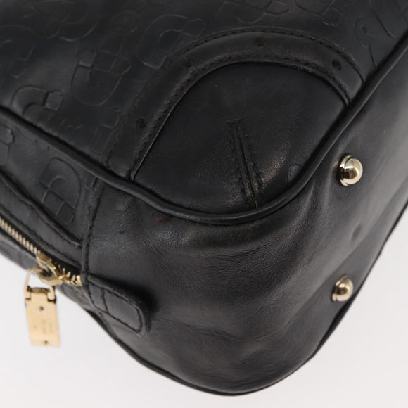 GUCCI Shoulder Bag Leather Black Gold 145770 Auth BA6738