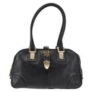 GUCCI Shoulder Bag Leather Black Gold 145770 Auth BA6738-2