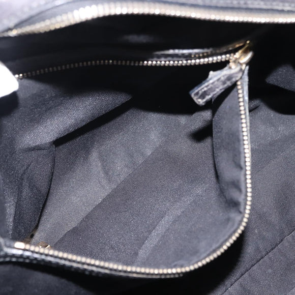 GUCCI Shoulder Bag Leather Black Gold 145770 Auth BA6738