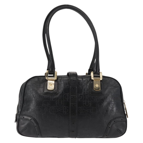 GUCCI Shoulder Bag Leather Black Gold 145770 Auth BA6738