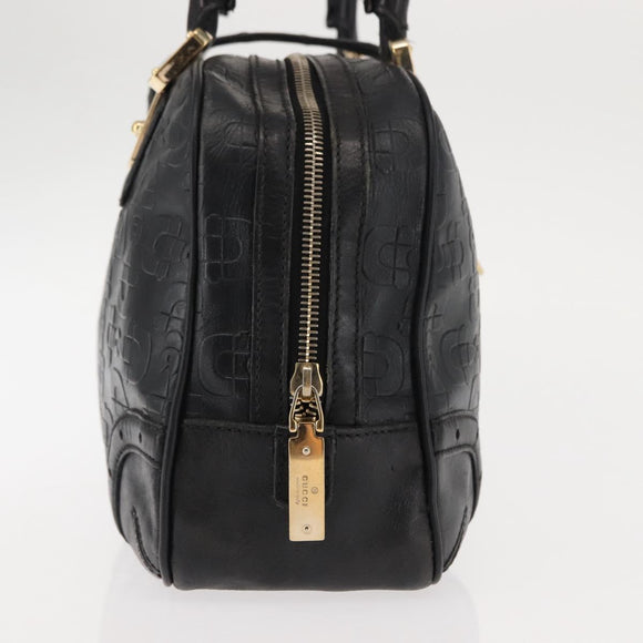 GUCCI Shoulder Bag Leather Black Gold 145770 Auth BA6738