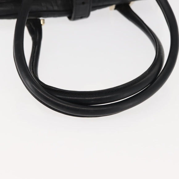 GUCCI Shoulder Bag Leather Black Gold 145770 Auth BA6738