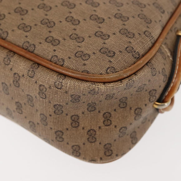 GUCCI Micro GG Supreme Shoulder Bag PVC Beige Gold Auth BA6740