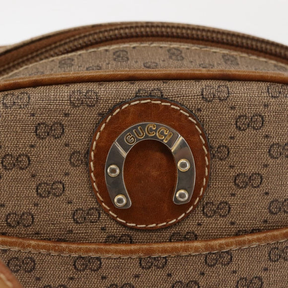 GUCCI Micro GG Supreme Shoulder Bag PVC Beige Gold Auth BA6740