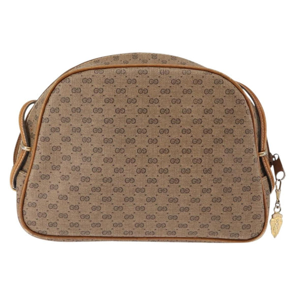 GUCCI Micro GG Supreme Shoulder Bag PVC Beige Gold Auth BA6740