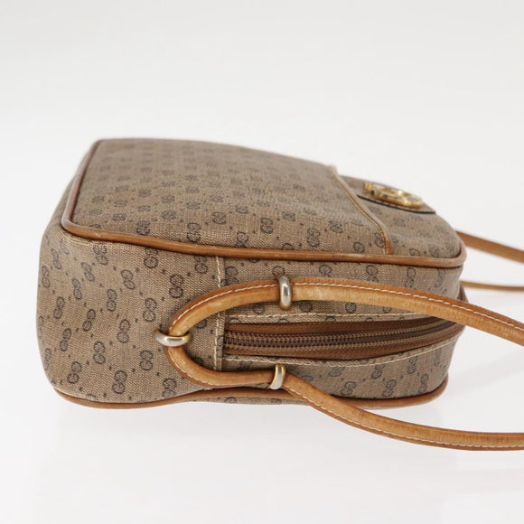 GUCCI Micro GG Supreme Shoulder Bag PVC Beige Gold Auth BA6740