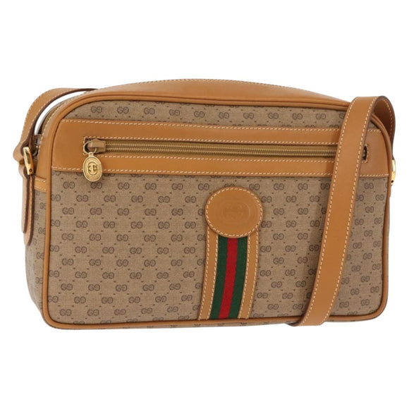 GUCCI Micro GG Supreme Web Sherry Line Bag PVC Beige 001 261 0942 Auth BA6742