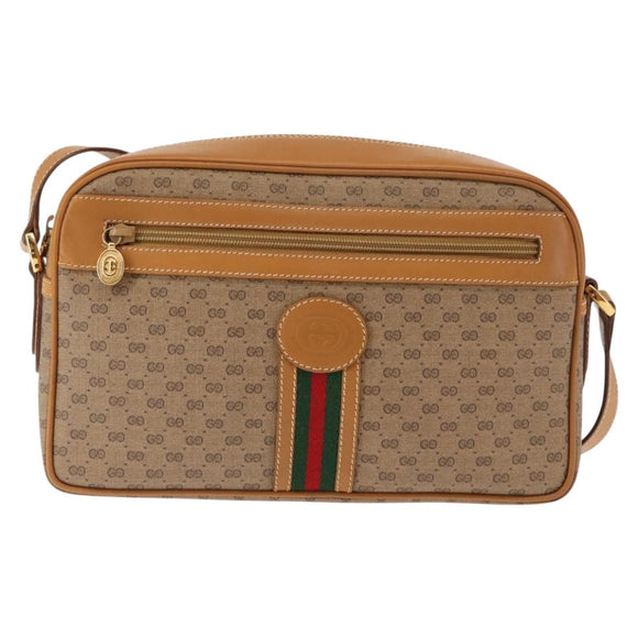 GUCCI Micro GG Supreme Web Sherry Line Bag PVC Beige 001 261 0942 Auth BA6742