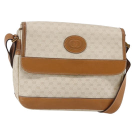 GUCCI Micro GG Canvas Shoulder Bag PVC Leather White Auth BA6747