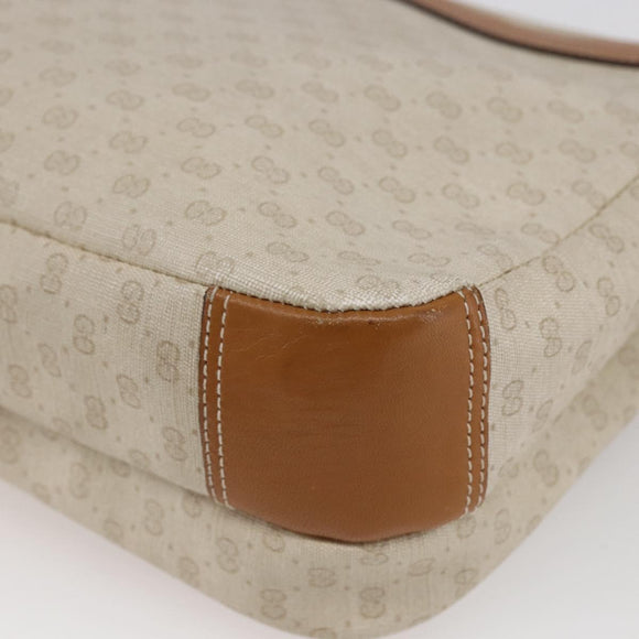 GUCCI Micro GG Canvas Shoulder Bag PVC Leather White Auth BA6747
