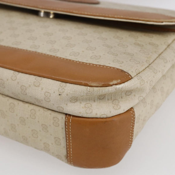 GUCCI Micro GG Supreme Shoulder Bag PVC White Gold Auth BA6748