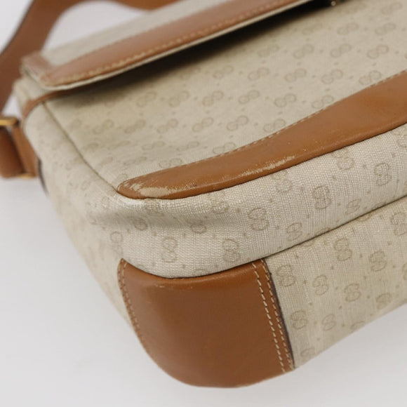 GUCCI Micro GG Supreme Shoulder Bag PVC White Gold Auth BA6748