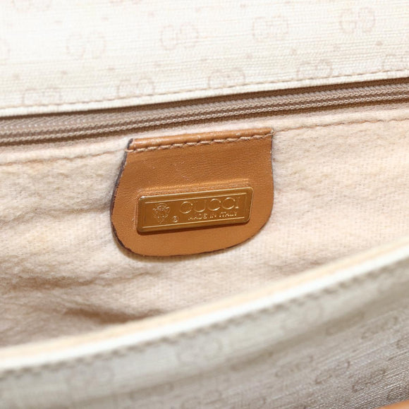 GUCCI Micro GG Supreme Shoulder Bag PVC White Gold Auth BA6748