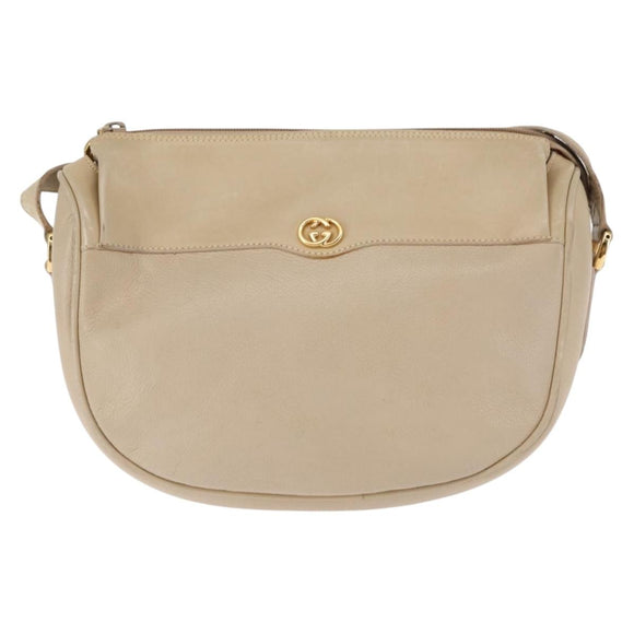 GUCCI Shoulder Bag Leather Beige Gold 001 115 0918 Auth BA6749