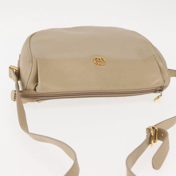 GUCCI Shoulder Bag Leather Beige Gold 001 115 0918 Auth BA6749