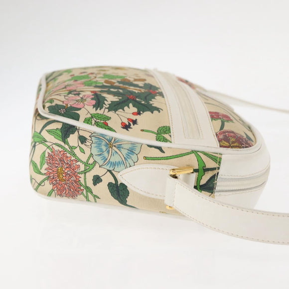 GUCCI Flora Shoulder Bag Canvas Beige Gold 001 093 1050 Auth BA6750