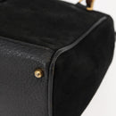 GUCCI Bamboo Hand Bag Suede 2way Black Auth BA6752-18
