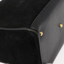 GUCCI Bamboo Hand Bag Suede 2way Black Auth BA6752-19